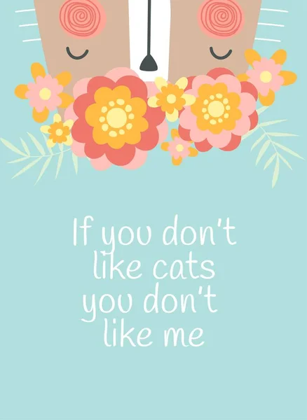 Aranyos Plakát Macskával Tavasz Szimbóluma Kiscica Virágkoszorúval Fején Esztétika Elegancia — Stock Vector
