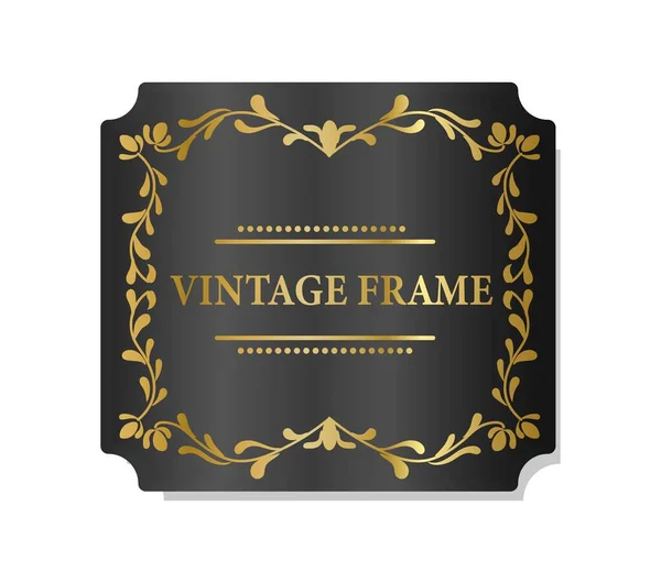Vintage Rahmen Dunkelgold Aufkleber Oder Für Alkohol Und Luxusprodukte Symbol — Stockvektor