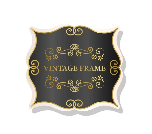 Vintage Rahmen Dunkelgold Abstrakte Und Minimalistische Muster Etikett Für Den — Stockvektor