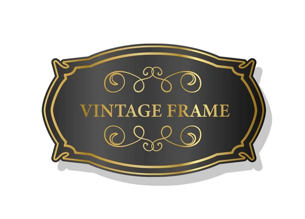 Vintage Rahmen Dunkelgold Oval Mit Abstrakten Goldenen Mustern Luxus Und — Stockvektor
