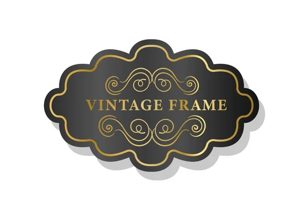 Vintage Rahmen Dunkelgold Abstrakte Figur Mit Inschrift Etikett Für Luxusprodukte — Stockvektor