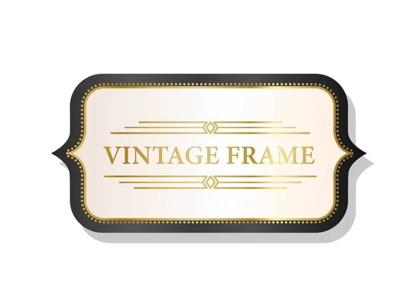 Vintage Frame White Gold Minimalistic Rectangle Corners Geometric Figure Luxury — Stock Vector