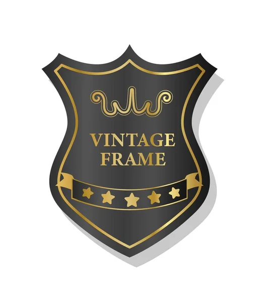 Moldura Vintage Ouro Escuro Inscrição Padrão Coroa Luxo Riqueza Produto — Vetor de Stock