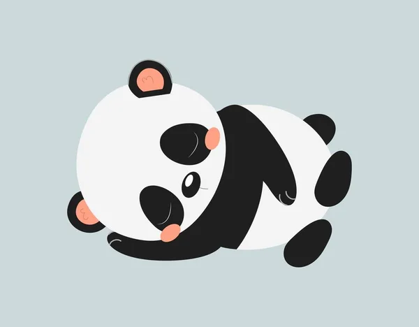 かわいいパンダ睡眠コンセプト 愛らしいアジアの動物は嘘をつき 夢を見 ソーシャルネットワークとインスタントメッセンジャーのためのステッカー 野生生物と哺乳類 漫画フラットベクターイラスト — ストックベクタ