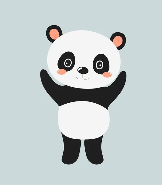 かわいいパンダが立っている 野生生物と哺乳動物 ソーシャルネットワークやメッセンジャーのためのステッカー ブックレット スクラップブック パンフレットのデザイン要素 漫画フラットベクターイラスト — ストックベクタ