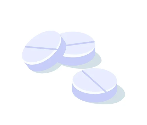 ファーストエイド錠のコンセプト ホワイト医薬品 鎮痛薬など 患者を治療するための医薬品 医療キットの一部 マンガイソメトリックベクターイラスト — ストックベクタ