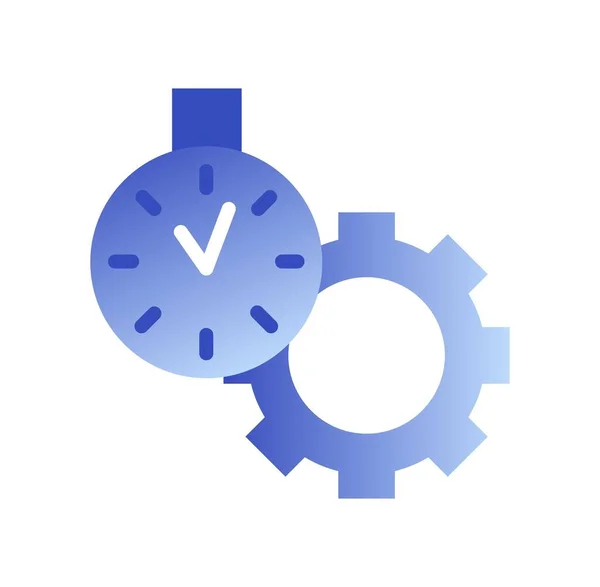 Bedrijfsgerelateerde Icoon Gradiënt Sticker Met Klok Versnelling Tijdmanagement Productiviteit Efficiëntie — Stockvector