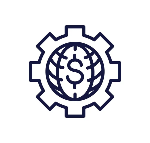 Egyszerű Üzleti Ikon Bolygó Dollár Szimbólummal Globális Finanszírozás Vagy Nemzetközi — Stock Vector