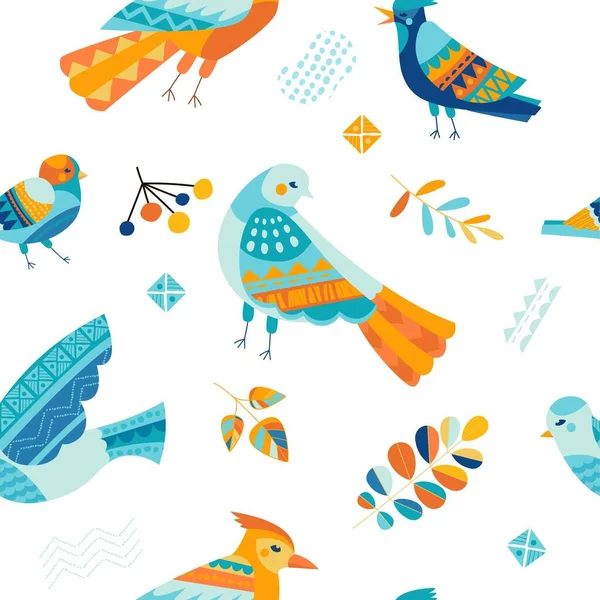 Pássaros Sem Costura Padrão Repetir Elemento Design Para Impressão Tecido — Vetor de Stock