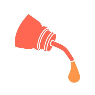 Kırmızı şişe ve damla sıvısı. Ketçap ve yemek pişirmek ve yemek hazırlamak için malzeme. Kafe ya da restoran için mutfak gereçleri ve ekipmanlar. Çizgi film düz vektör çizimi