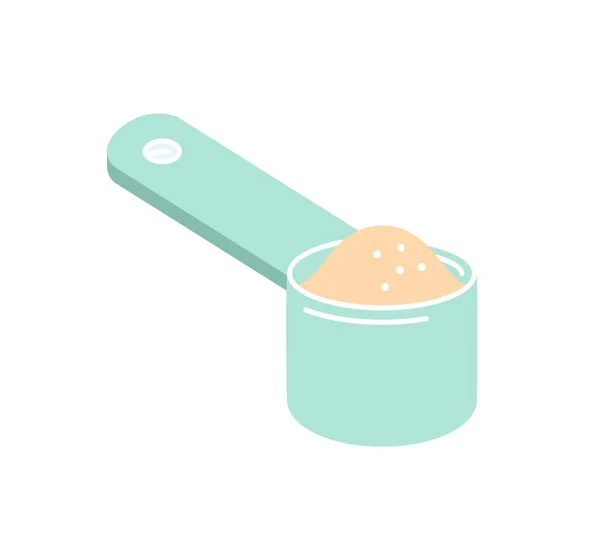 Spoon Groats Ladle Measuring Ingredients Cooking Preparation Kitchen Utensils Cafe — Stock Vector
