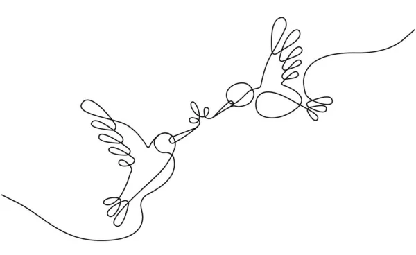 Linia Ptaków Ustawiona Zbiór Minimalistycznych Zwierząt Skrzydłami Piórami Symbol Pokoju — Wektor stockowy