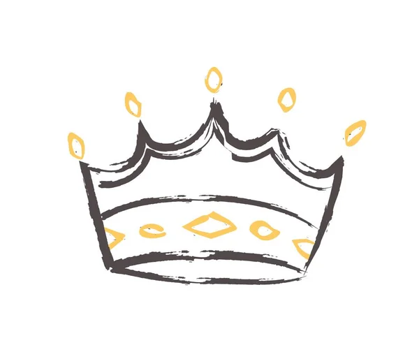 Icône Crown Doodle Symbole Puissance Héraldique Époque Médiévale Emblème Logotype — Image vectorielle