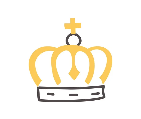 Ícone Doodle Coroa Emblema Imperial Real Heráldico Antigo Imperador Religioso — Vetor de Stock