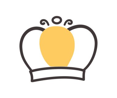 Taç karalama ikonu. Minimalist yaratıcılık ve sanat. Şövalye kraliyet arması, amblem ya da şirket için logotype, markalaşma. Estetik ve zarafet. Çizgi film düz vektör çizimi