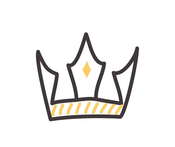 Crown Doodle Icon Treasure Power Luxurious Wealth Heraldry Emblem Logotype — Stock Vector