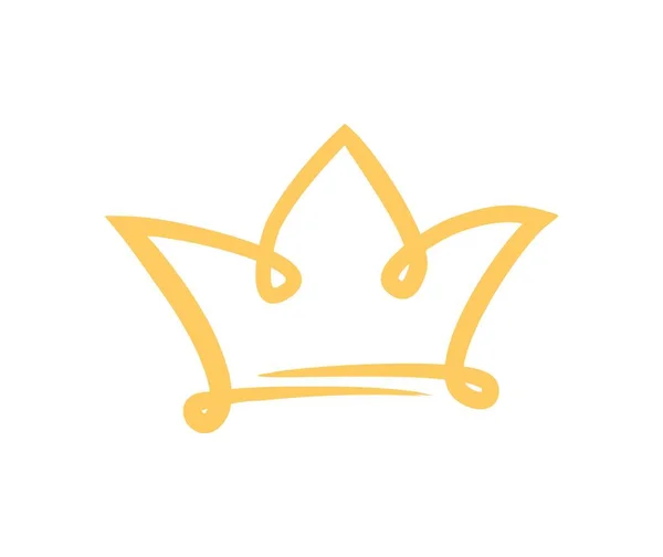 Crown Doodle Icon Gold Luxury Tiara Queen Princess Empress Sticker — Stock Vector