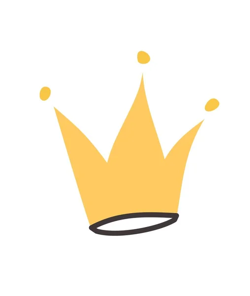 Icône Crown Doodle Trésor Doré Richesse Ancien Chevalier Héraldique Emblème — Image vectorielle