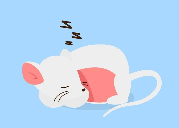 老鼠睡觉的概念 迷人的人物躺下休息 啮齿动物休息做梦休息和放松 每天的制度 给孩子们的吉祥物和玩具卡通平面矢量插图 — 图库矢量图片
