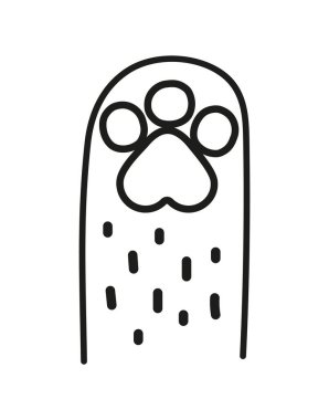Doodle tarzı kedi pençesi. Kedi ayak izi, veteriner kliniği için minimalist logo, markalaşma. Kumaş üzerine yazdırmak için grafiksel öge. Hayvanlara ve hayvanlara bakmak. Çizgi film düz vektör çizimi