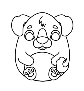 Siyah köpek yumurtası ikonu. Hoş bir karakter, sevimli bir hayvan. Çocuk oyuncağı ya da maskotu. Sosyal ağlar ve anlık haberciler için minimal etiket. Doğa, bitki ve hayvan. Çizgi film düz vektör çizimi