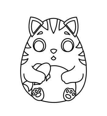 Kara kedi yumurtası ikonu. Sevimli ve sevimli bir evcil hayvan, sevimli kedi yavrusu. Şirketler ve organizasyonlar için logot tipi, markalaşma. Çocuk oyuncağı ya da maskotu. Yaratıcılık ve sanat. Çizgi film düz vektör çizimi