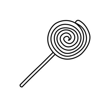 Şeker çizgisi simgesi. Web sitesi için grafik ögesi. Minimalist yaratıcılık ve sanat. Bayram, parti ve festivalin sembolü. Şeker ürünleri ve zararlı ama lezzetli yiyecekler. Çizgi film düz vektör çizimi