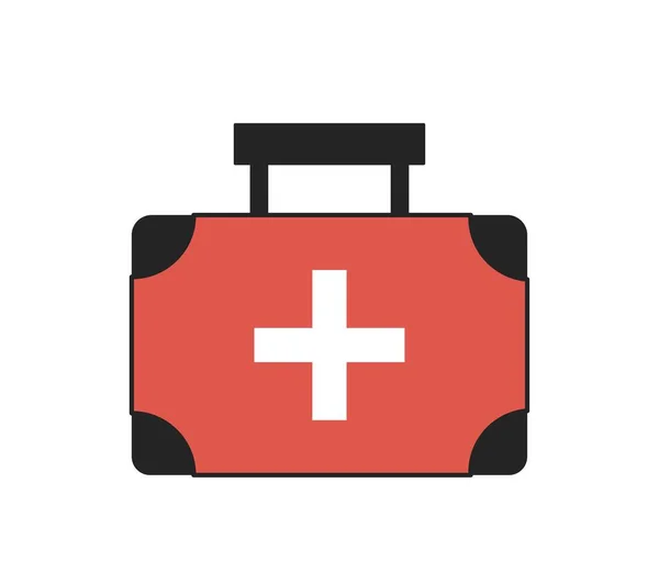 Simple Medical Icon Sticker Red Paramedic Suitcase First Aid Kit — Stock Vector