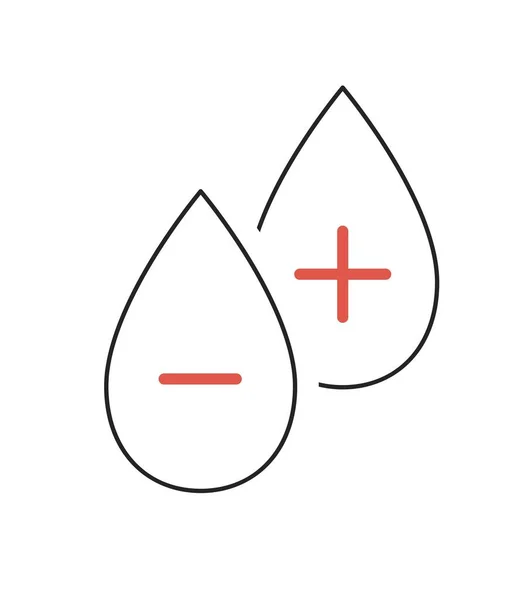 Einfache Medizinische Ikone Aufkleber Mit Zwei Tropfen Blut Und Faktor — Stockvektor