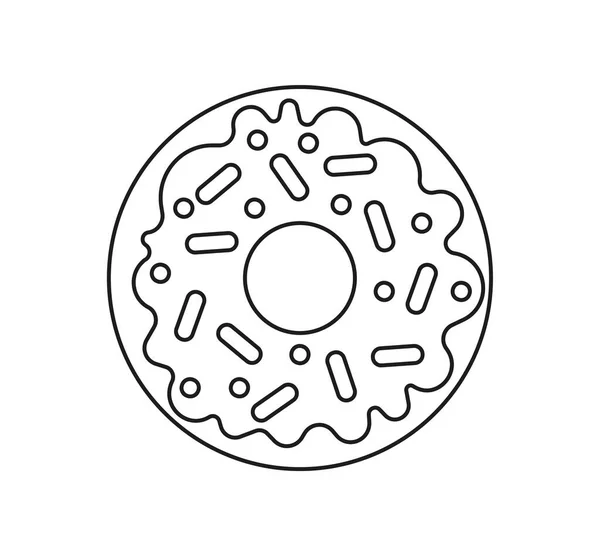 Geglazuurde Donut Lijn Icoon Minimalistische Sticker Voor Sociale Netwerken Zoet — Stockvector