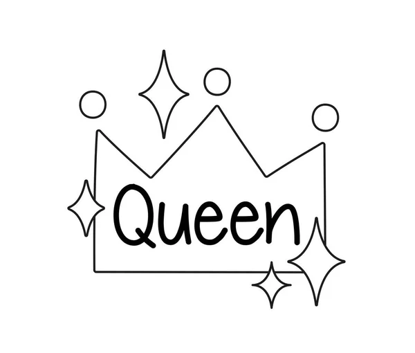 Drottning Krona Ikon Minimalistiskt Klistermärke För Sociala Nätverk Och Snabbmeddelanden — Stock vektor