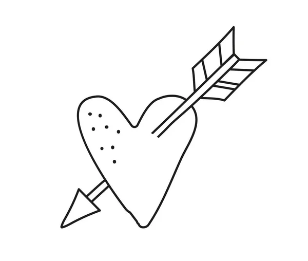 Coração Estilo Doodle Romance Amor Elemento Design Para Cartões Postais — Vetor de Stock