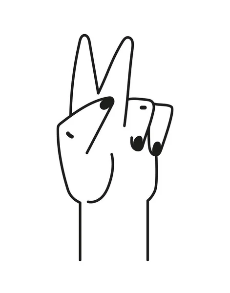 Geste Doodle Stil Hand Zeigt Zwei Finger Positivität Und Optimismus — Stockvektor