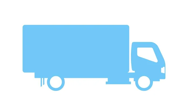 蓝色卡车图标 社交网络和信使 大型车辆和汽车的标签 用于货物运输和国际贸易 后勤和运输 卡通平面矢量插图 — 图库矢量图片