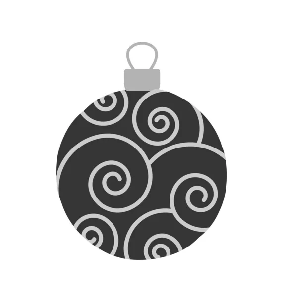 Ikone Weihnachtskugel Rundes Weihnachtsbaumspielzeug Mit Minimalistischen Linearen Mustern Symbol Für — Stockvektor