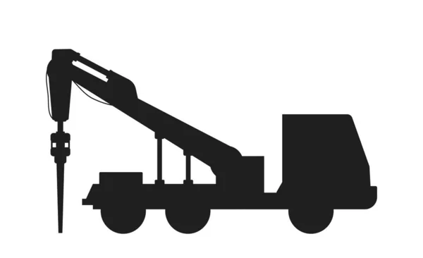 Ikona Sprzętu Budowlanego Ciężarówka Hakiem Transportu Ciężkich Ładunków Naklejka Portale — Wektor stockowy