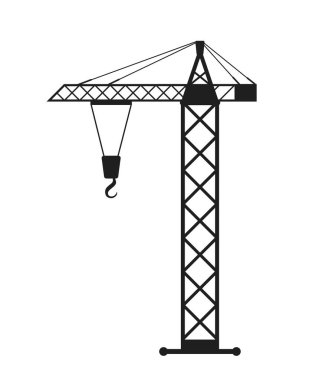 Construction equipment icon. Crane, tool for construction of houses and buildings. Graphic element for website. Construction and engineering. Urban architecture. Cartoon flat vector illustration clipart