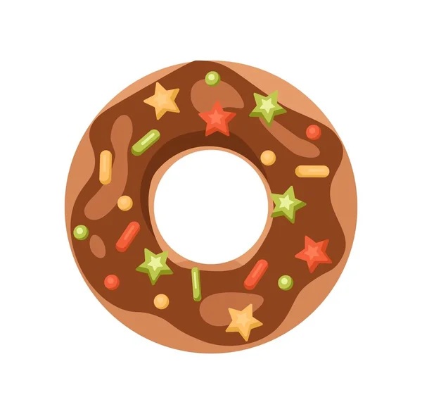Glazed Doughnut Icon Sweetness Chocolate Icing Dessert Stylish Logotype Company — Stock Vector
