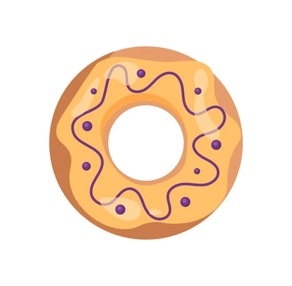 Glazed Doughnut Icon Dessert Gourmet Delicacy Poster Banner Website Logotype — Stock Vector