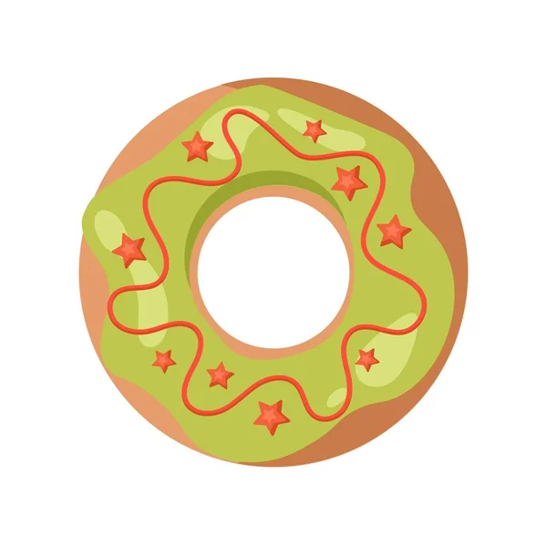 Geglazuurde Donut Icoon Symbool Van Festival Feest Jubileum Verjaardag Sticker — Stockvector