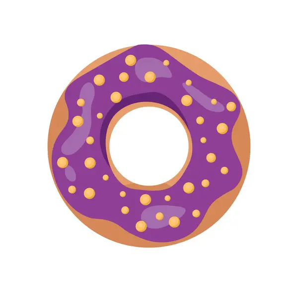 Glazed Doughnut Icon Advertising Poster Banner Website Flour Products Purple — Stock Vector