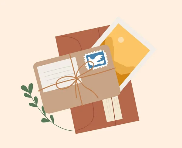 Envelopes Bonitos Com Letras Estética Elegância Adesivo Para Redes Sociais — Vetor de Stock