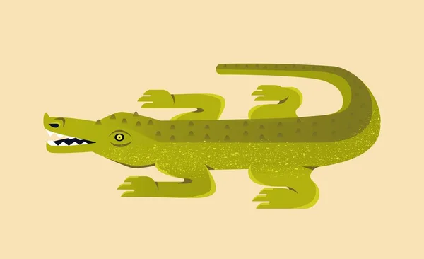 Wild African Animal Dangerous Green Crocodile Alligator Inhabitant Savannah Predatory — Stock Vector