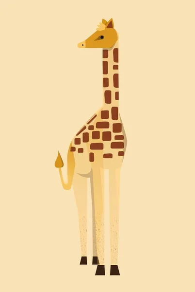 Animal Sauvage Africain Girafe Haute Tachetée Long Cou Mammifère Herbivore — Image vectorielle