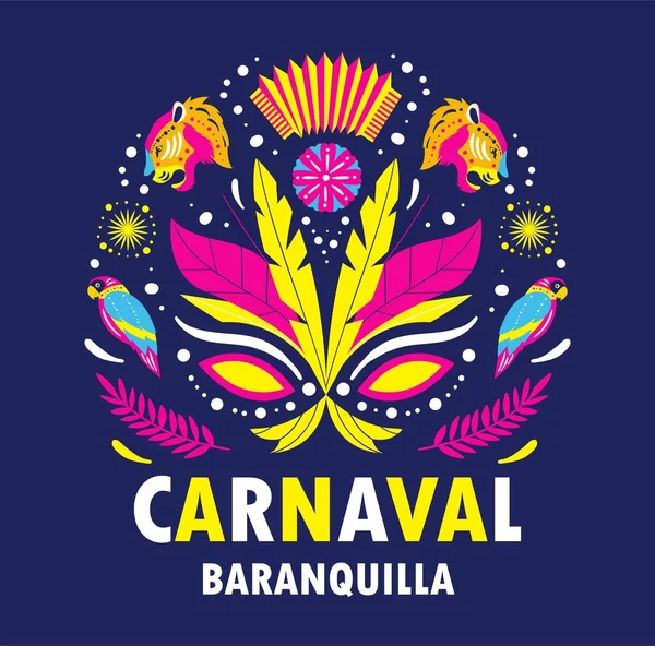 Carnaval Barranquilla Férias Internacionais Tradições Cultura Cartaz Banner Para Site — Vetor de Stock