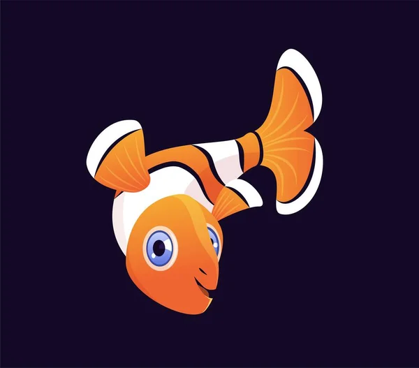 Bonito Animal Subaquático Colorido Adesivo Com Palhaço Engraçado Personagem Sorridente — Vetor de Stock