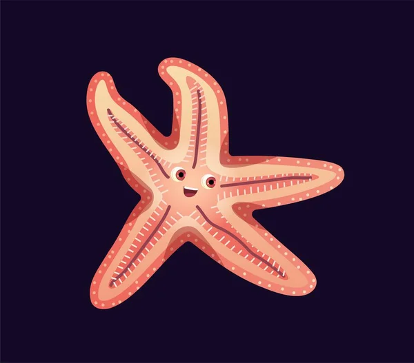 Söta Undervattensdjur Färgglada Klistermärke Med Roliga Leenden Och Viftande Sjöstjärnor — Stock vektor