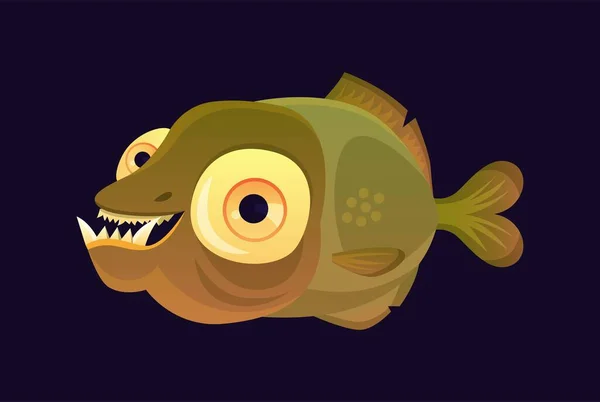 Bonito Animal Subaquático Adesivo Gradiente Colorido Com Peixes Pesca Assustador — Vetor de Stock