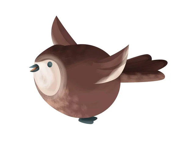 Lindo Animal Del Bosque Pegatina Colorida Con Pequeño Pájaro Emplumado — Vector de stock