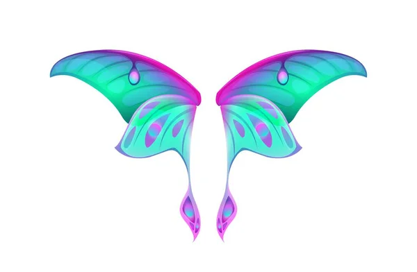 Schönes Flügelkonzept Heller Aufkleber Mit Blauvioletten Magischen Flügeln Von Fantastischem — Stockvektor